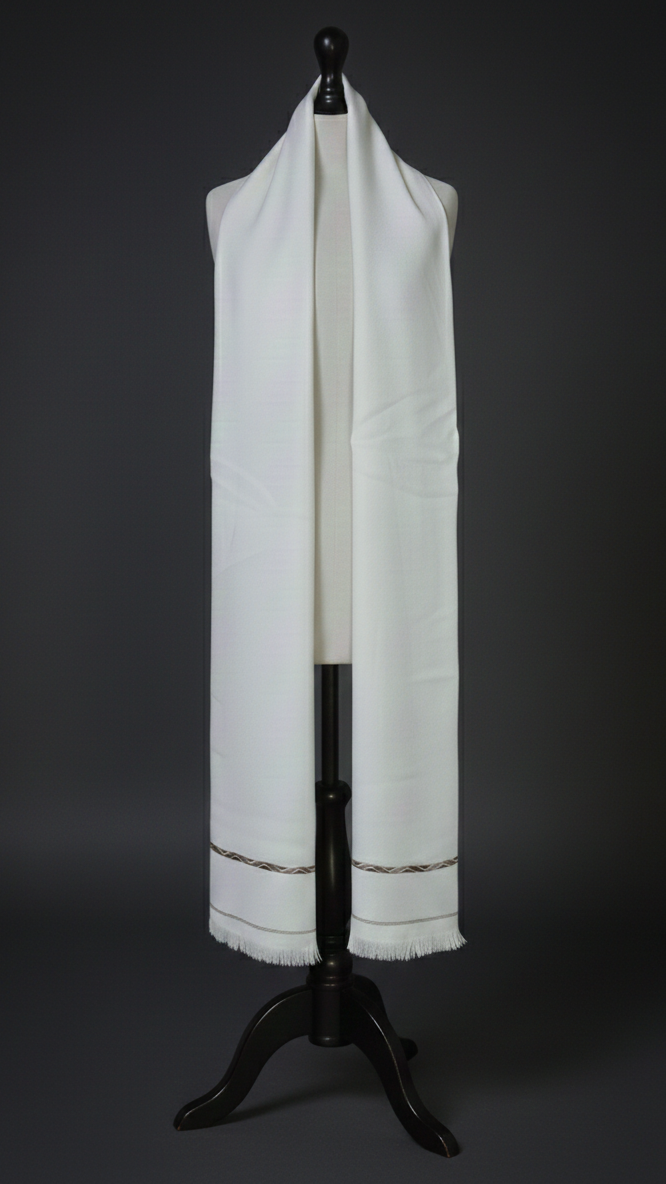 White Wool Men Shawl