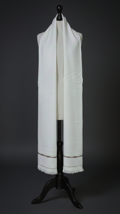 White Wool Men Shawl