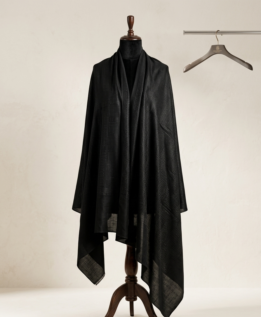 Black Self Lawn Shawl