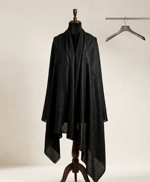 Black Self Lawn Shawl