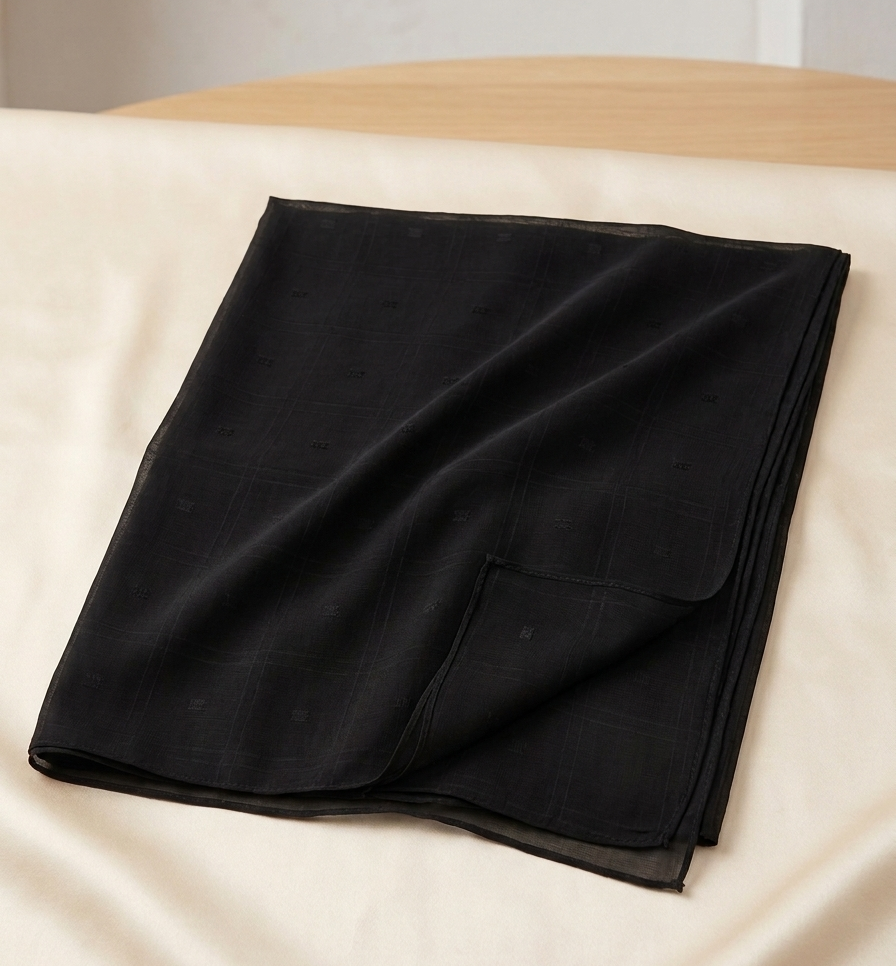 Black Self Lawn Shawl